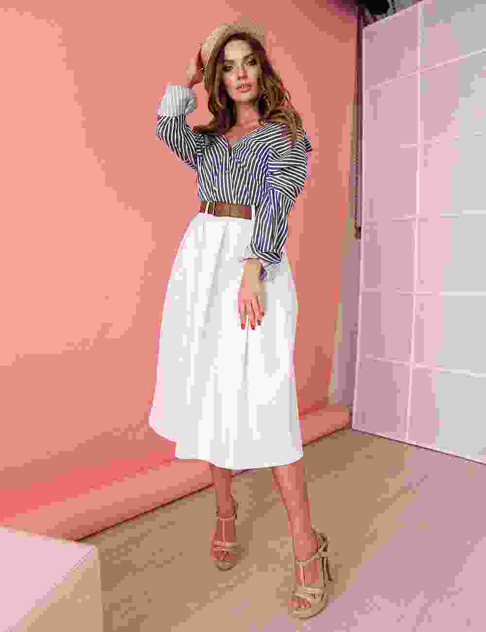 Knee Length Flared Midi Skirt